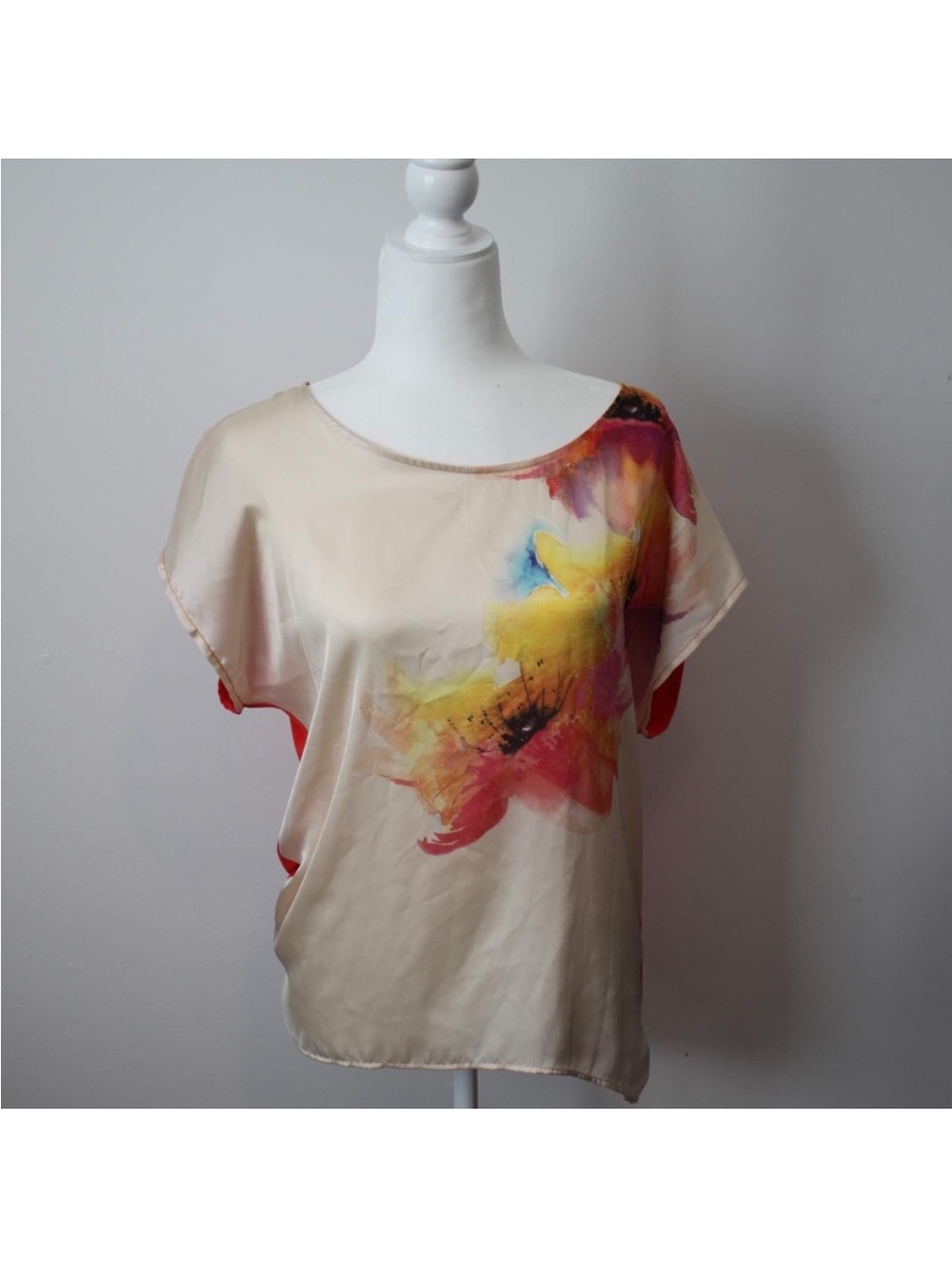 Bellatrix Cream Blouse with Yellow, Pink and Blue Floral Accent